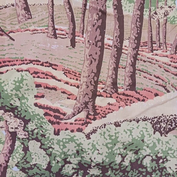 Vtg Lady Pepperell Trees Pattern Forest Nature Twin Size Fitted sheet - Picture 2 of 4